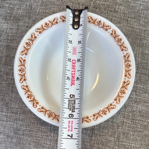 Pyrex White Bowl with Brown Floral Design - Picture 2 of 5